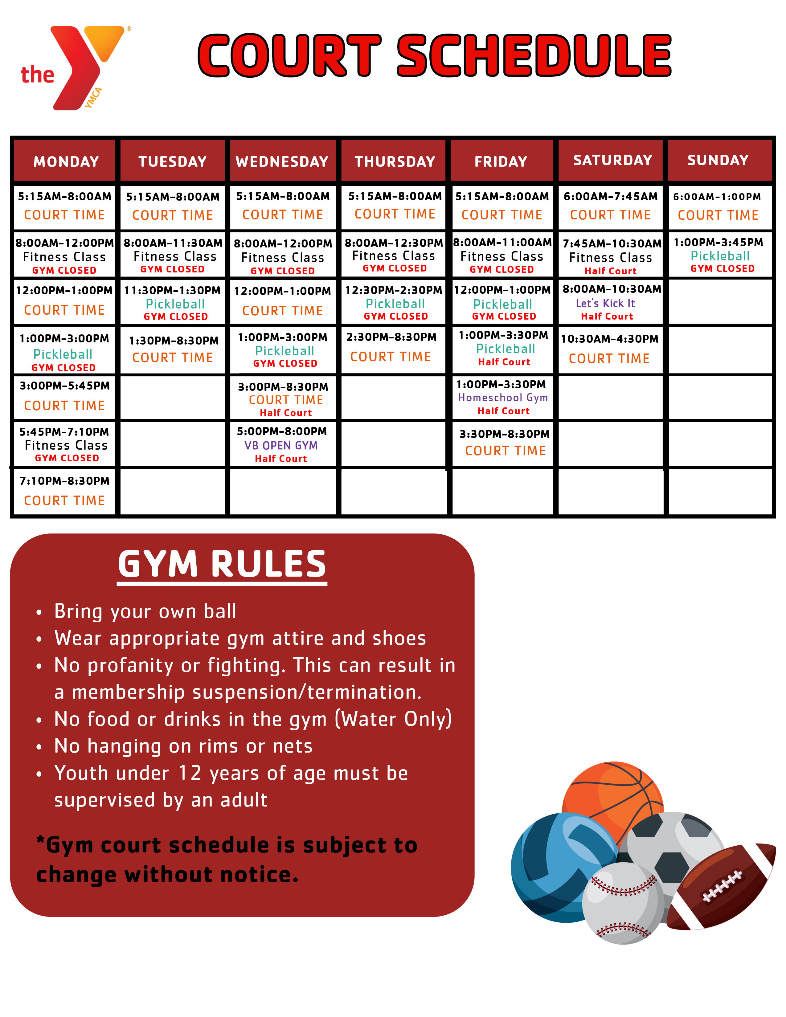 gym schedule