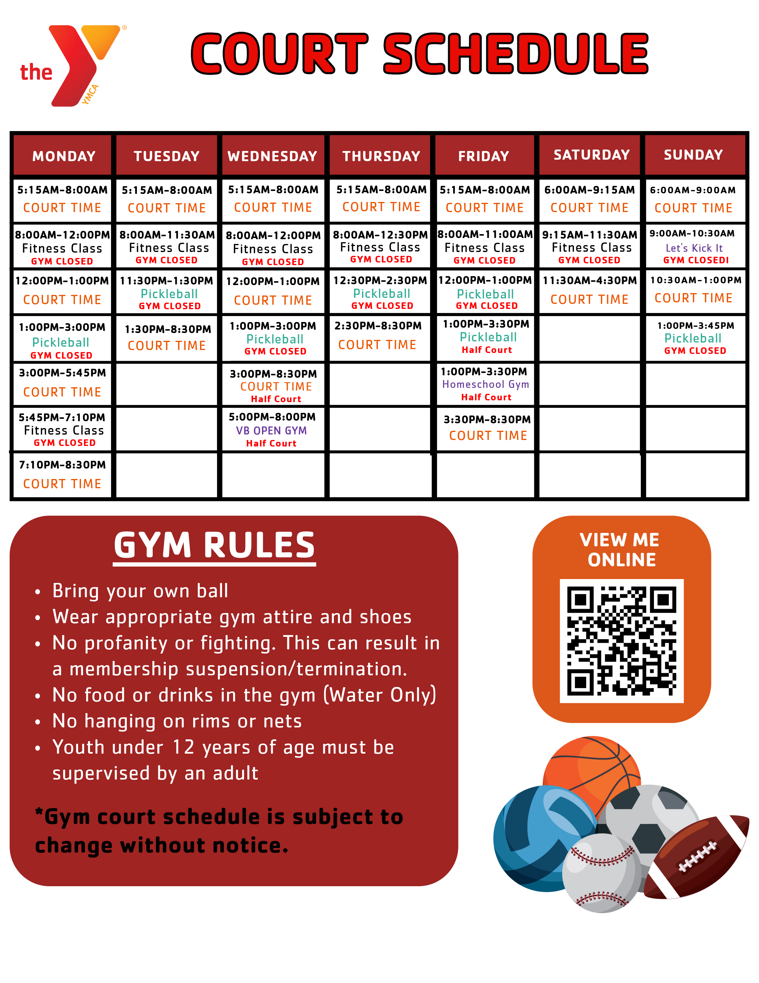 court schedule